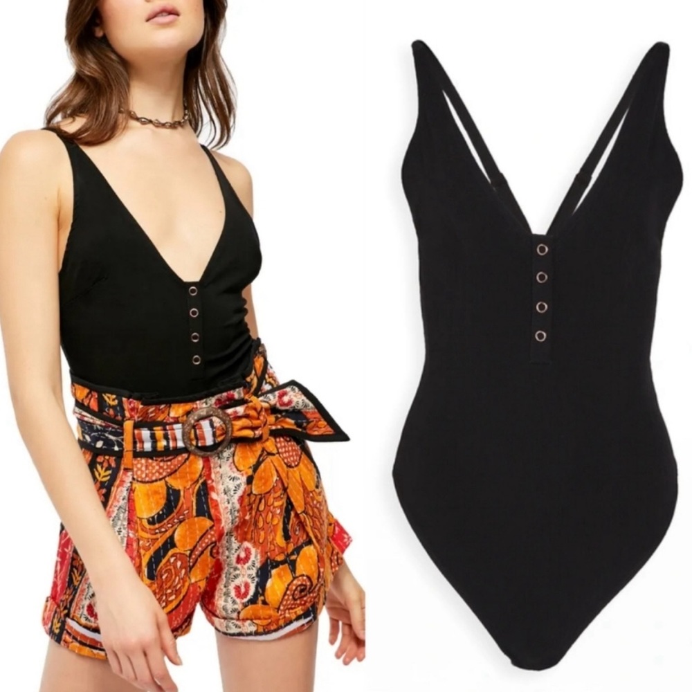 NWT Free People X Revolve Larissa Bodysuit Black Size M